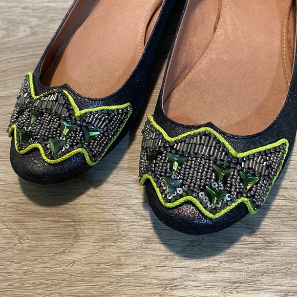 Anthro Jasper & Jerra Embellished Black Flats - Picture 2 of 6